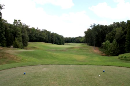 Tee box at The Ridges at Village Creek State Park golf course near Wynne, Arkansas photo