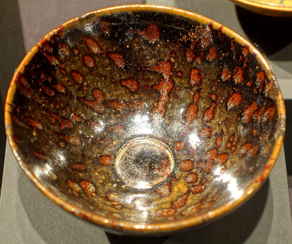 Tea bowl with mottled black glaze, Jizhou, Jiangxi province, China, Southern Song dynasty, 1100s-1200s AD, stoneware, iron glaze - Portland Art Museum - Portland, Oregon - DSC08456