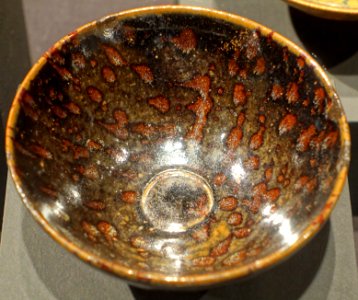 Tea bowl with mottled black glaze, Jizhou, Jiangxi province, China, Southern Song dynasty, 1100s-1200s AD, stoneware, iron glaze - Portland Art Museum - Portland, Oregon - DSC08456