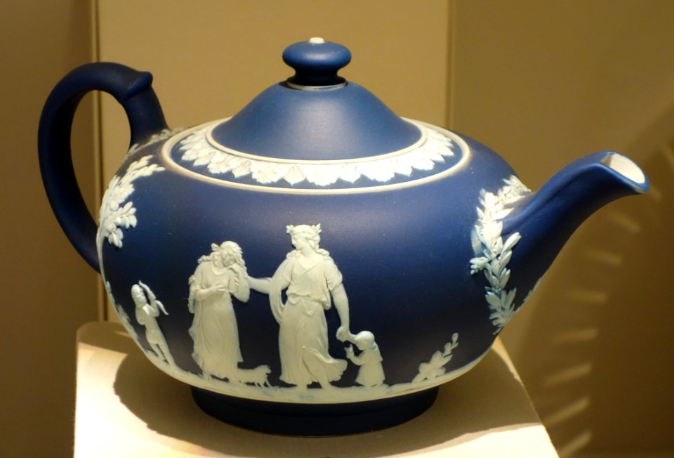 Teapot, Josiah Wedgwood and Sons, c. 1840, blue jasperware - Chazen Museum of Art - DSC01980