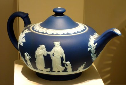 Teapot, Josiah Wedgwood and Sons, c. 1840, blue jasperware - Chazen Museum of Art - DSC01980