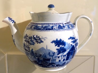 Teapot, England, early 1800s, earthenware with transfer-printed decoration - Concord Museum - Concord, MA - DSC05764