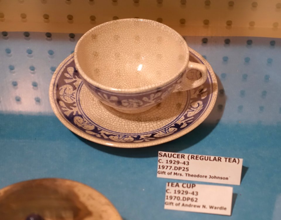 Teacup and saucer, c. 1929-1943 - Dedham Pottery - Dedham Historical Society - Dedham Massachusetts - DSC04275