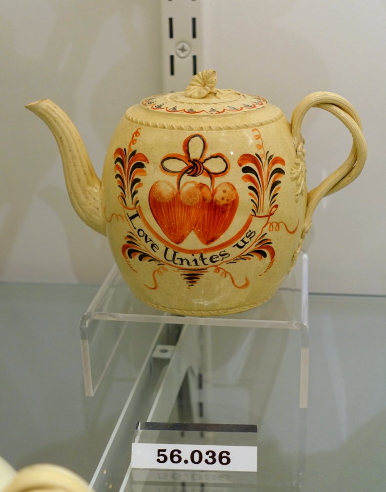 Teapot, possibly by William Greatbatch, Staffordshire or Yorkshire, England, 1770-1780, HD 56.036 - Flynt Center of Early New England Life - Deerfield, Massachusetts - DSC04544
