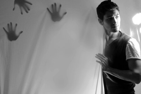Man black and white reflection