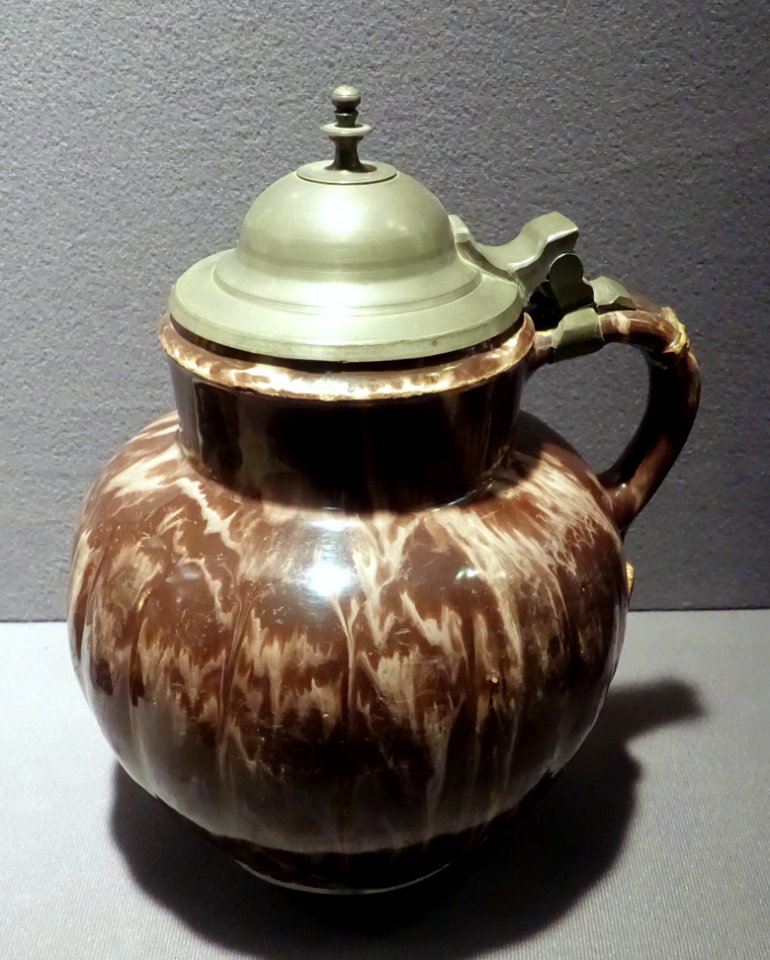 Tankard, Slovakia, early 1600s, Haban marbled ware - Museum of Anthropology, University of British Columbia - DSC08953