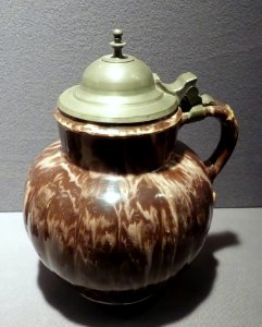 Tankard, Slovakia, early 1600s, Haban marbled ware - Museum of Anthropology, University of British Columbia - DSC08953