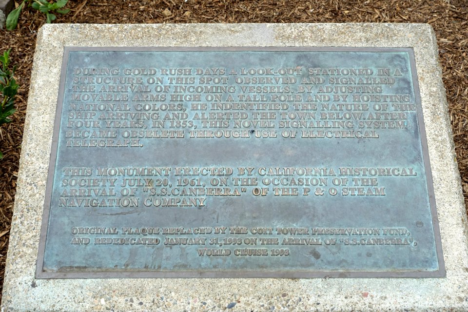 Telegraph Hill plaque - Telegraph Hill, San Francisco, CA - DSC04718