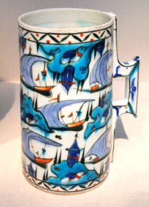 Tankard, Iznik, Turkey, c. 1575-1585 AD, stonepaste body painted under glaze - Freer Gallery of Art - DSC05425