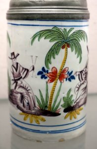 Tankard, Erfurt, c. 1750, faience, pewter - Germanisches Nationalmuseum - Nuremberg, Germany - DSC02605
