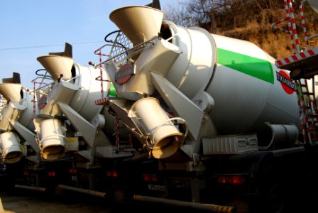 Teghut Mine - cement trucks