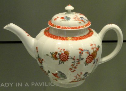 Teapot with Quail Design, c. 1765, Worcester factory, soft-paste porcelain with overglaze enamels, gold - Gardiner Museum, Toronto - DSC00622 photo