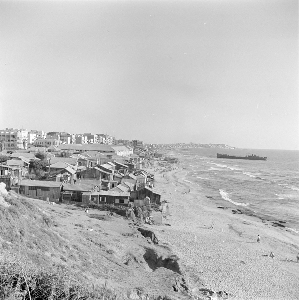 Tel Aviv in 1949 gezien vanuit het noorden in de richting van Jaffa met aan de k, Bestanddeelnr 255-1349