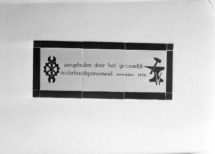 Tegeltableau in de werkplaats aan de Koningsweg van de Nederlandse Heidemij, Bestanddeelnr 162-0912