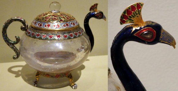 Teapot in the form of a peacock, northern India, 19th century, rock crystal, gold, gemstones and enamel, HAA photo