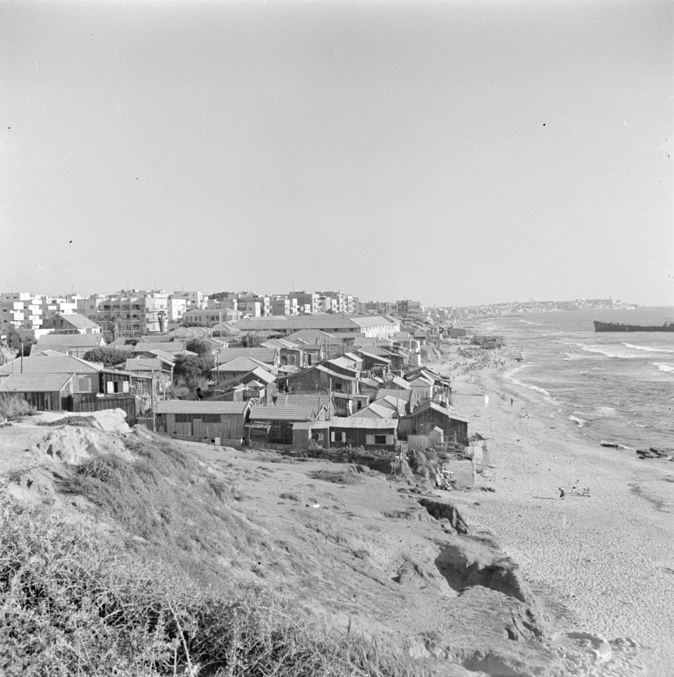 Tel Aviv in 1949 gezien vanuit het noorden in de richting van Jaffa met aan de k, Bestanddeelnr 255-1350