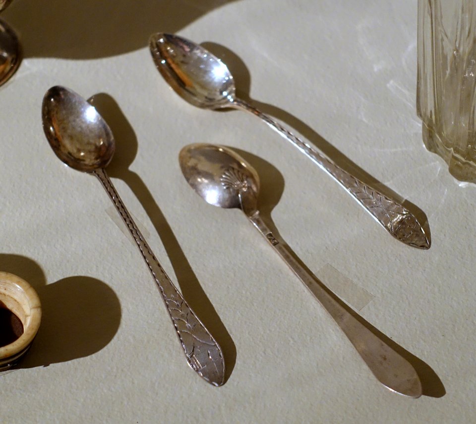 Teaspoons, Samuel Bartlett 1752-1821, Concord, 1775-1795, silver - Concord Museum - Concord, MA - DSC05803