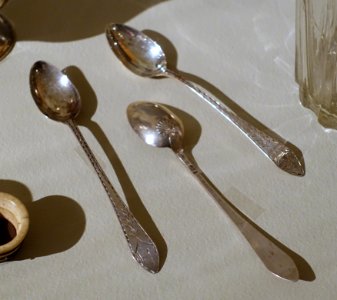 Teaspoons, Samuel Bartlett 1752-1821, Concord, 1775-1795, silver - Concord Museum - Concord, MA - DSC05803