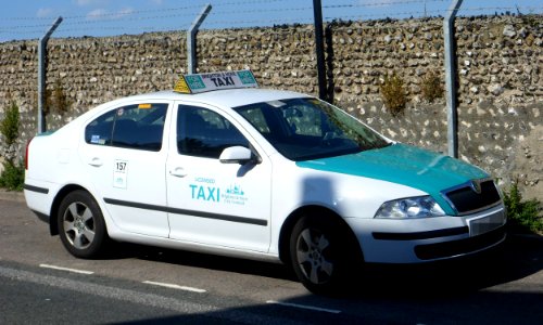 Taxi licensed by Brighton and Hove City Council (5-seater Skoda) at Howard Place, Brighton (August 2013)