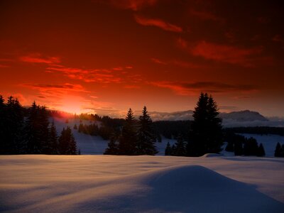 Sunset mountain winter photo