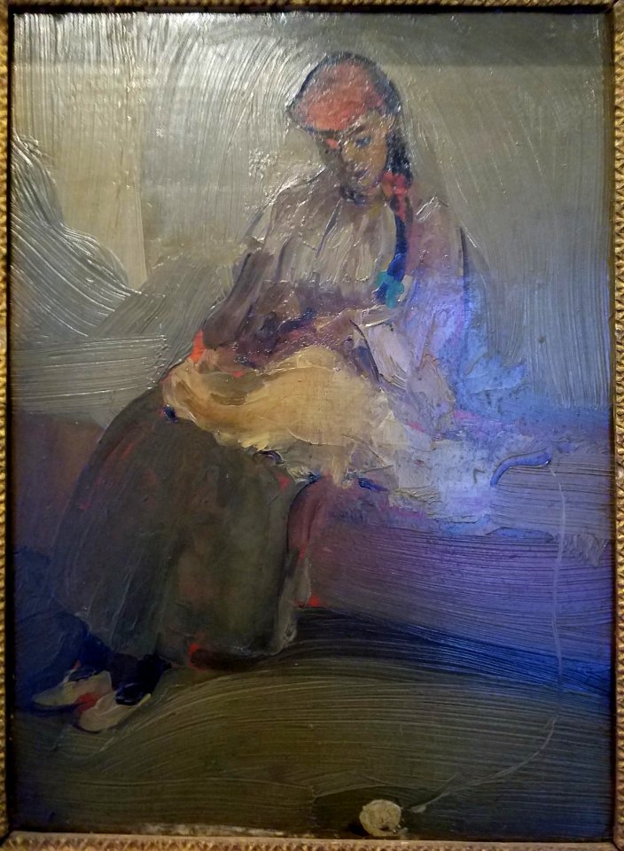 Tatting, attributed to James Abbott McNeill Whistler, 1890, oil on panel - Hyde Collection - Glens Falls, NY - 20180224 123523