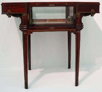 Tea table, 1914-15, Eugenio Quarti, walnut, mahogany, brass, celluloid and glass, Wolfsonian-FIU Museum I
