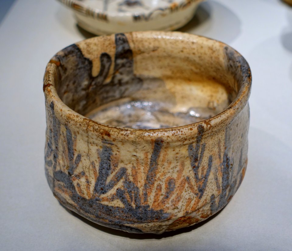 Teabowl, Shino ware, Japan, Mino kilns, Motoyashiki Higashi kilns, Momoyama period, 1594-1607, stoneware, iron pigment under feldspathic glaze, gold lacquer repairs - Freer Gallery of Art - DSC04738
