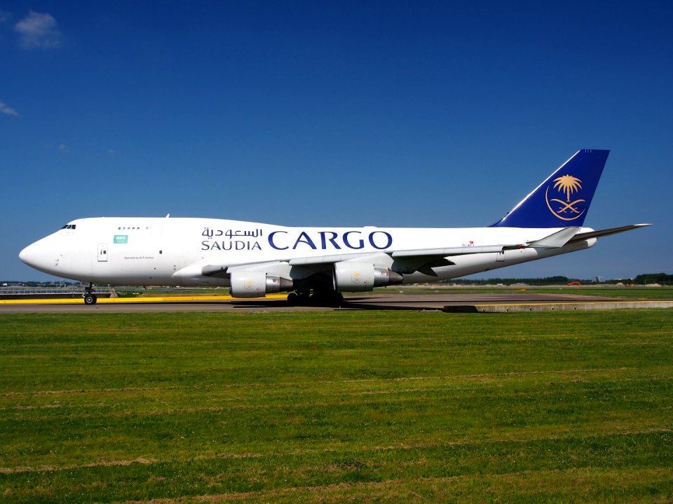 TC-ACJ Saudi Arabian Airlines Boeing 747-433(BDSF) taxiing at Schiphol (AMS - EHAM), The Netherlands, 18may2014, pic-6