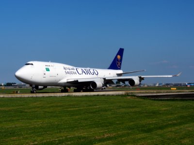 TC-ACJ Saudi Arabian Airlines Boeing 747-433(BDSF) taxiing at Schiphol (AMS - EHAM), The Netherlands, 18may2014, pic-2 photo