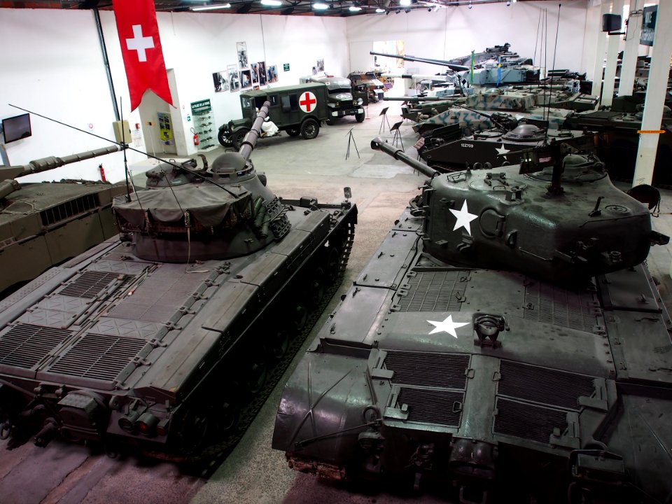 Tanks in the Salle Monde contemporain of the Musée des Blindés, France