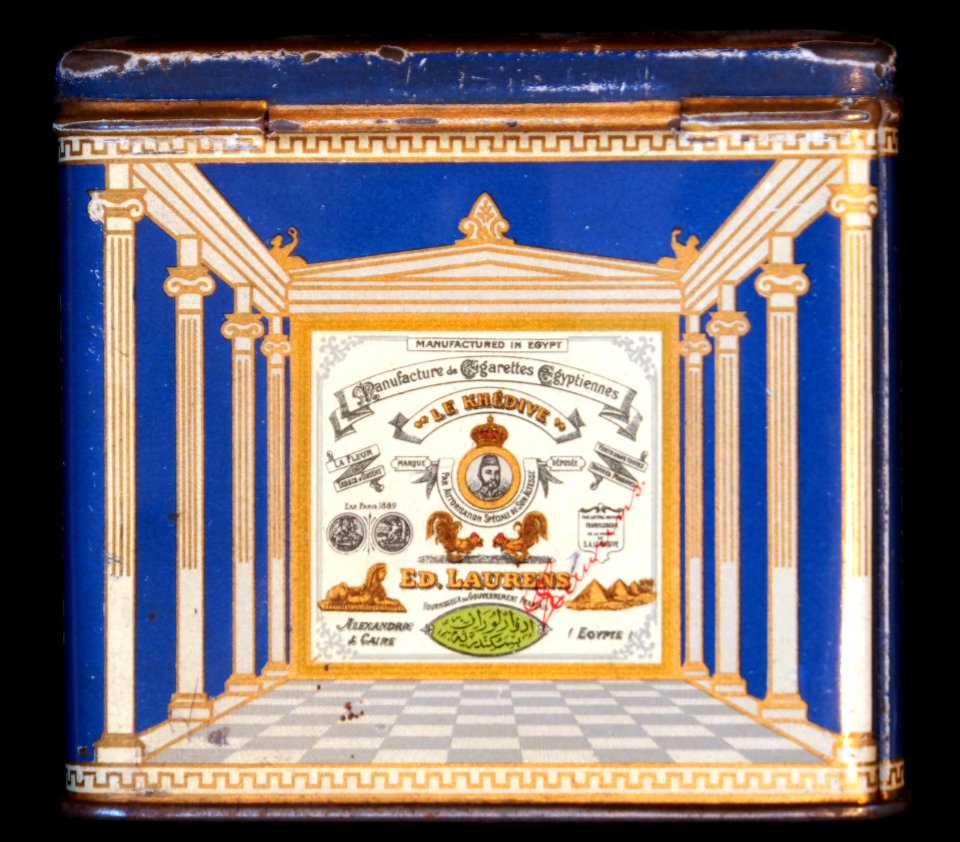 Tanagra cigarettes tin, back