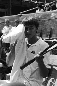 Tennis, melkhuisje Zweed Sundstrom tijdens rustpauze,, Bestanddeelnr 932-2546