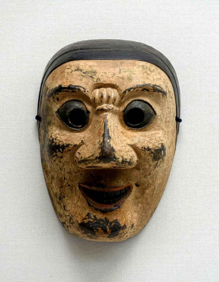 Taishotoku bugaku mask, formerly passed down at Niutsuhime Jinja, Wakayama, Japan, Kamakura period, 1200s-1300s AD, wood with polychromy - Tokyo National Museum - Tokyo, Japan - DSC09059