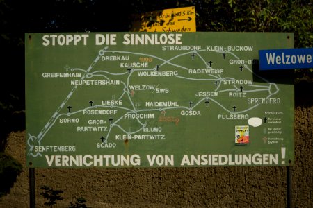 Tagebau Protest Karte abgebaggerter Orte - Proschim