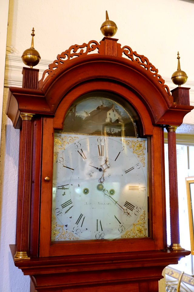 Tall case clock by Aaron Willard, Federal style, detail, 1809 - Dedham Historical Society - Dedham Massachusetts - DSC04217