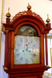 Tall case clock by Aaron Willard, Federal style, detail, 1809 - Dedham Historical Society - Dedham Massachusetts - DSC04217