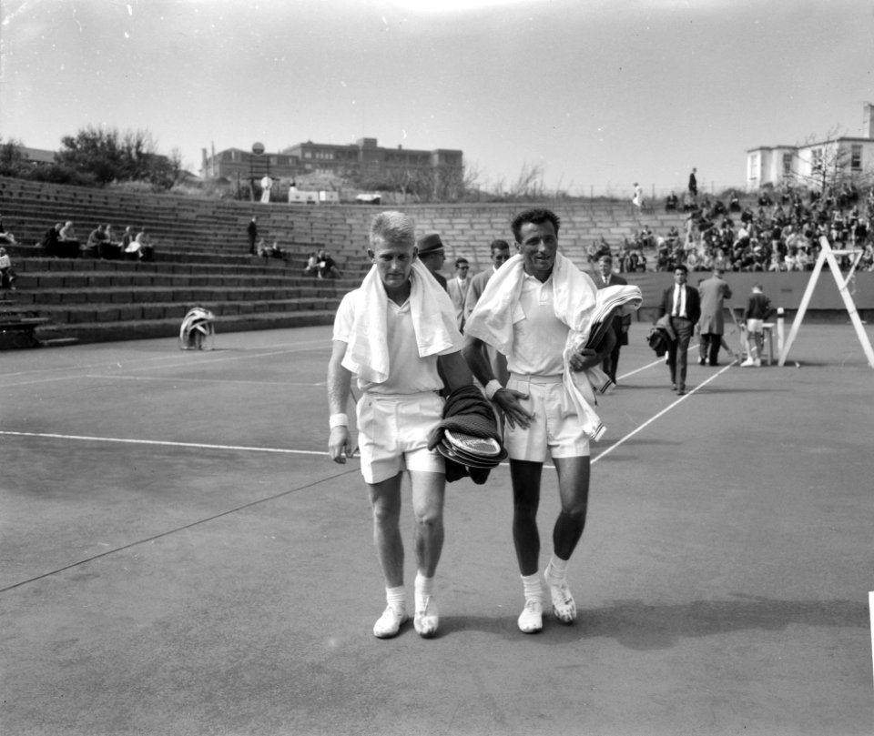 Tennis Noordwijk Professional Championship Hoad (Australië) en Haillet (Frankr, Bestanddeelnr 912-8077