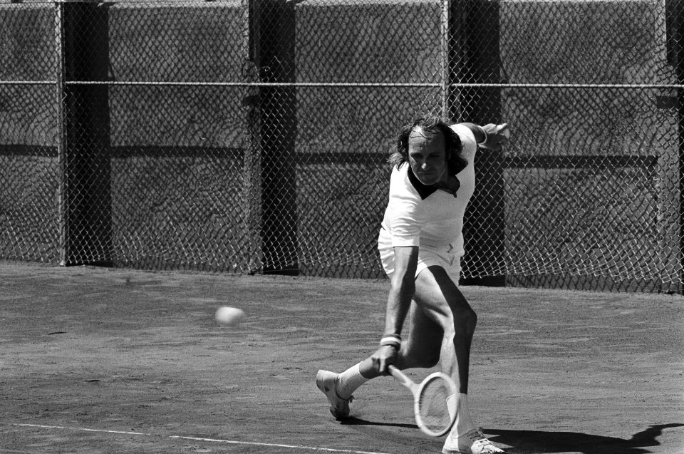 Tennis op Metz-banen, Scheveningen, Laudin in aktie, Bestanddeelnr 928-6806