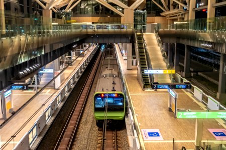 Takanawa Gateway Station Platform Yamanote Line at night photo