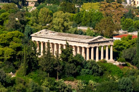 Temple of Hephaestos ancient Agora from Acropolis Athens