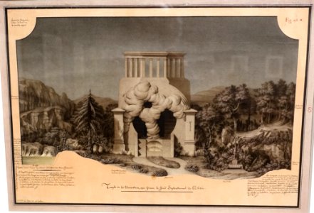 Temple of Divination, from Civil Architecture, by Jean-Jacques Lequeu, c. 1798-1802, pen and black ink, gray wash, watercolor - Morgan Library & Museum - New York City - DSC06730