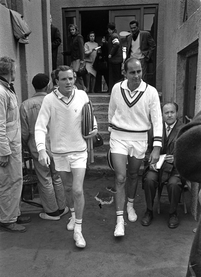 Tennis Davis Cup Nederlands Zuid-Afrika, links Okker en rechts Hewitt, Bestanddeelnr 920-2997