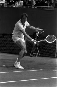 Tennis Davis-Cup Nederland tegen Roemenie, Fleury in aktie, Bestanddeelnr 926-4247