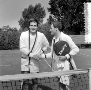 Tennis Nederland tegen Belgie, Tom Okker , De Gromakel (Belgie), Bestanddeelnr 916-7941