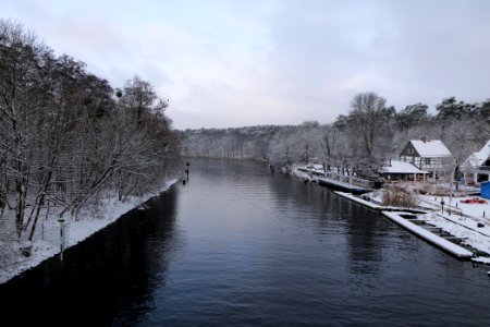 Teltowkanal from Böckmannbrücke with snow 2021-01-30 01