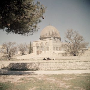 Tempelberg (Al Haram esh Sharif). De Rotskoepel (Qubbet es-Sakhra) trappen en p, Bestanddeelnr 255-9762