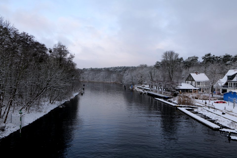 Teltowkanal from Böckmannbrücke with snow 2021-01-30 03