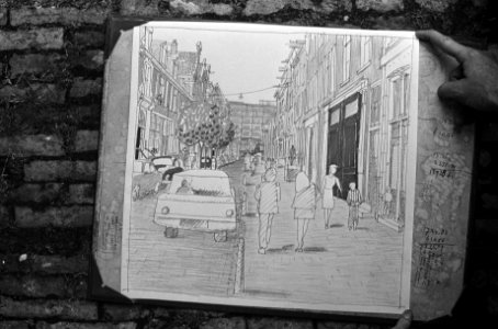 Tekening hoe actiegroep de Kerkstraat te Amsterdam wil veranderen, Bestanddeelnr 926-5504