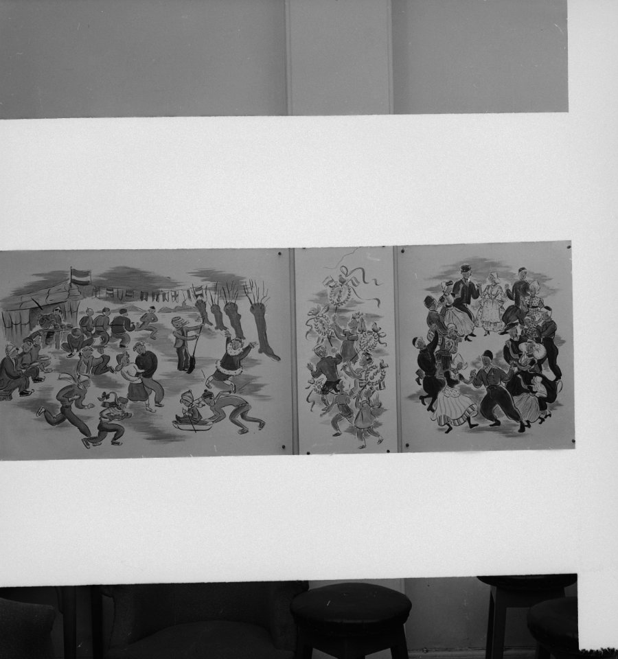 Tekening Bevrijd Nederland door Jo Spier linkerdeel, Bestanddeelnr 935-2243