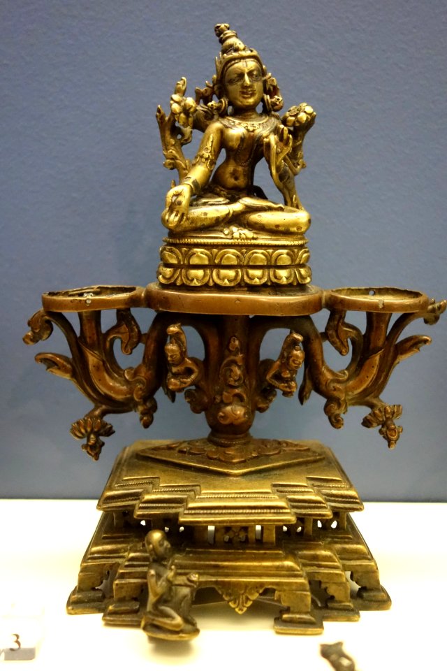 Tara Shrine, northeast India, late 11th or early 12th century AD, Pala Period, copper alloy with silver and copper inlay - Fitchburg Art Museum - DSC08838